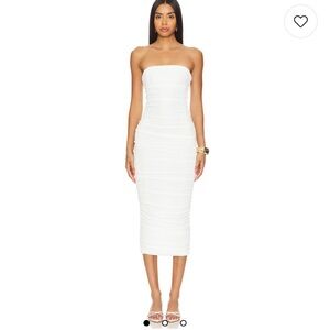 NWT Martha Strapless Midi Dress in White